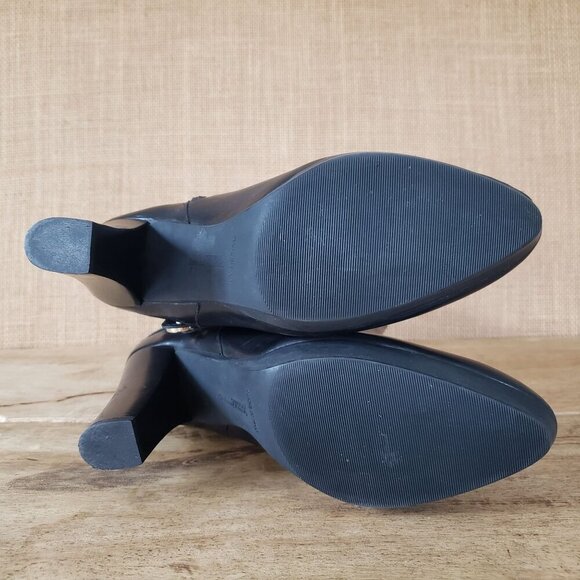 Gianfranco Ferré Black Leather High Heel Fur Lined Fold Over Moto Boots EU 37 - Picture 8 of 15